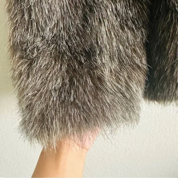 Vintage Brown Real Fur Hooded Zip Jacket Size Medium Mobwife Retro Style - Picture 6 of 10